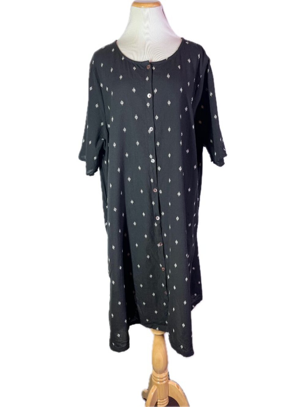 Gudrun Sjõdén Size XXL Black White Cotton Shift Dress Pockets